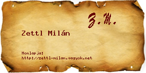 Zettl Milán névjegykártya
